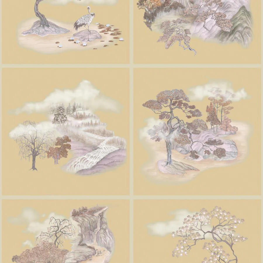 126/10038 | Tile Toile Metallic, Gilded Autumnal Chinoiserie - Cole & Son Wallpaper