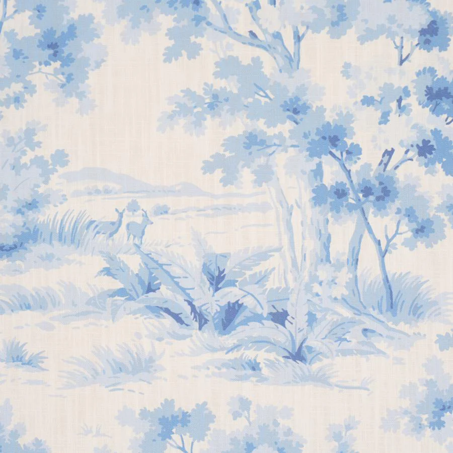 182962 | Countryside Morning, Blue And White - Schumacher Fabric - Image 3