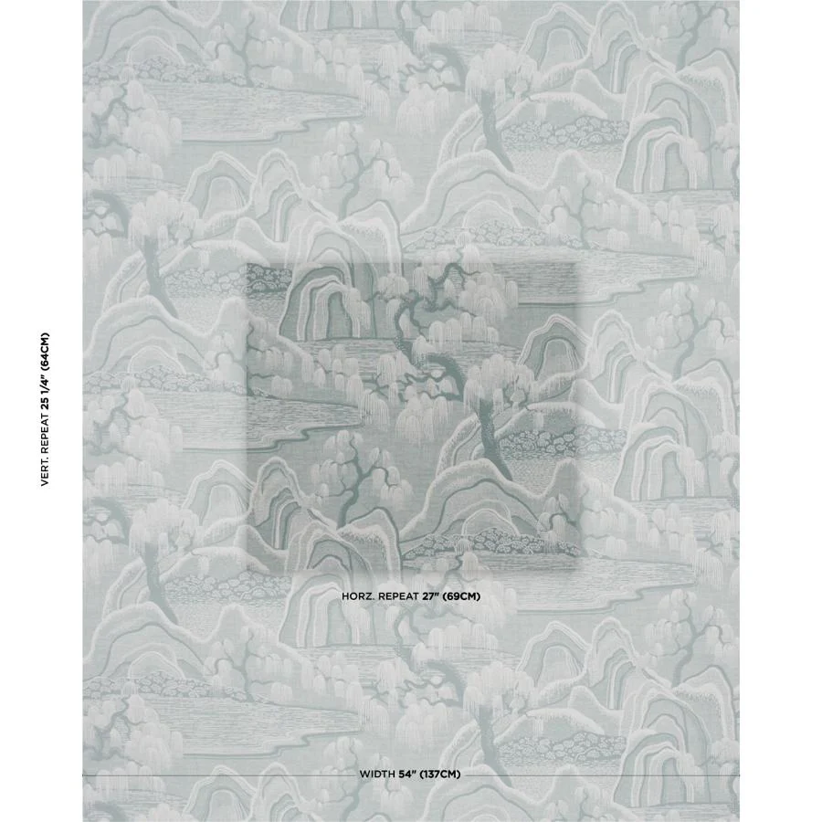 183010 | Indigo Garden, Mineral - Schumacher Fabric - Image 2