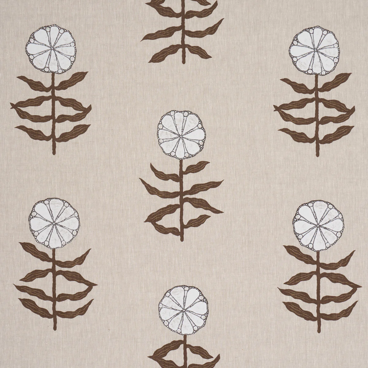 183150 | Pretty Petals Screen Print, Birch - Schumacher Fabric