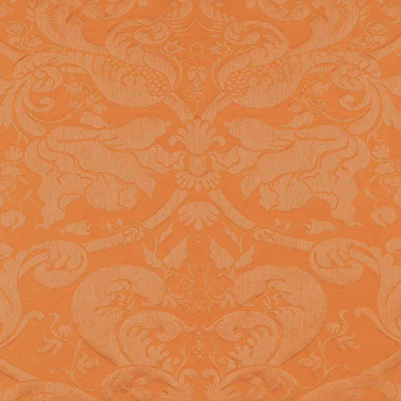 22553 | Gavotte Brocatelle Damask, Terracotta - Schumacher Fabric