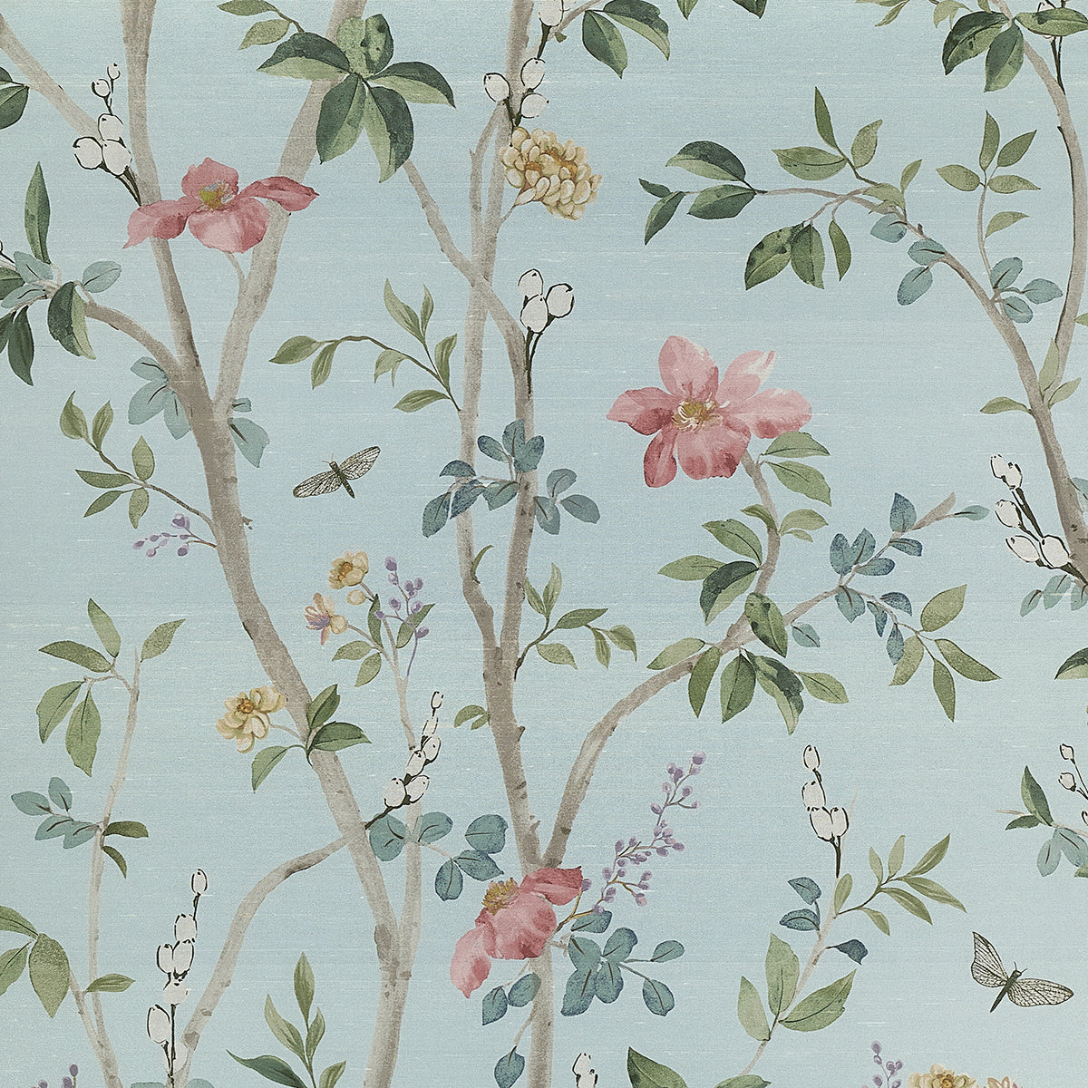 35404 | Jasmine, Sky Blue on Star Dust Silk - Phillip Jeffries Wallpaper