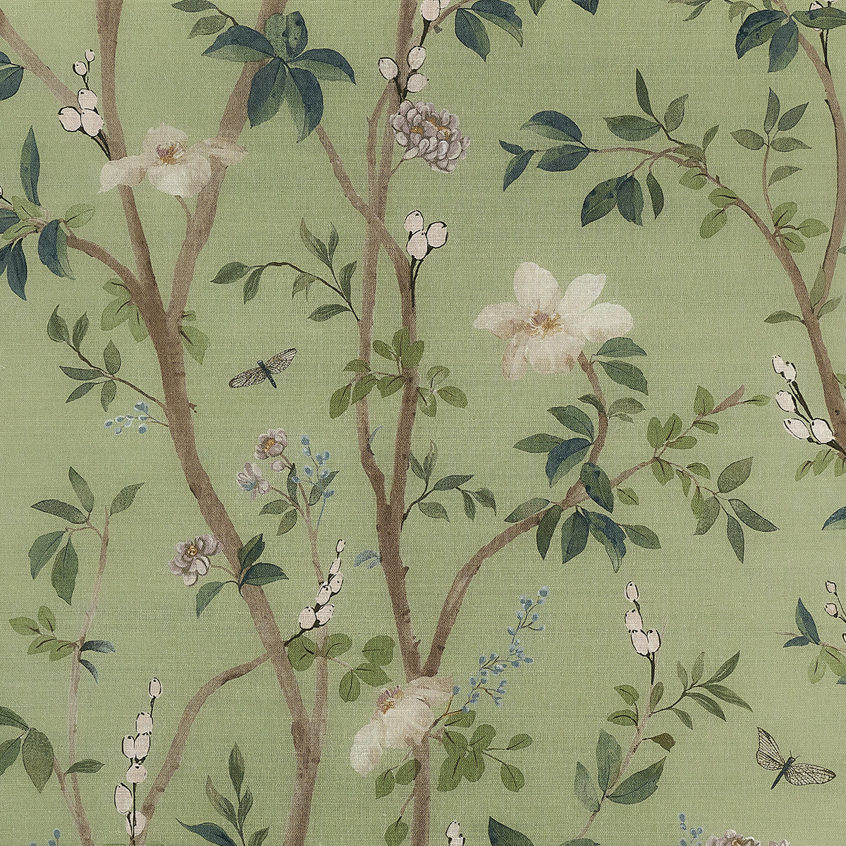 35406 | Jasmine, Emerald Bloom on Glam Grass - Phillip Jeffries Wallpaper