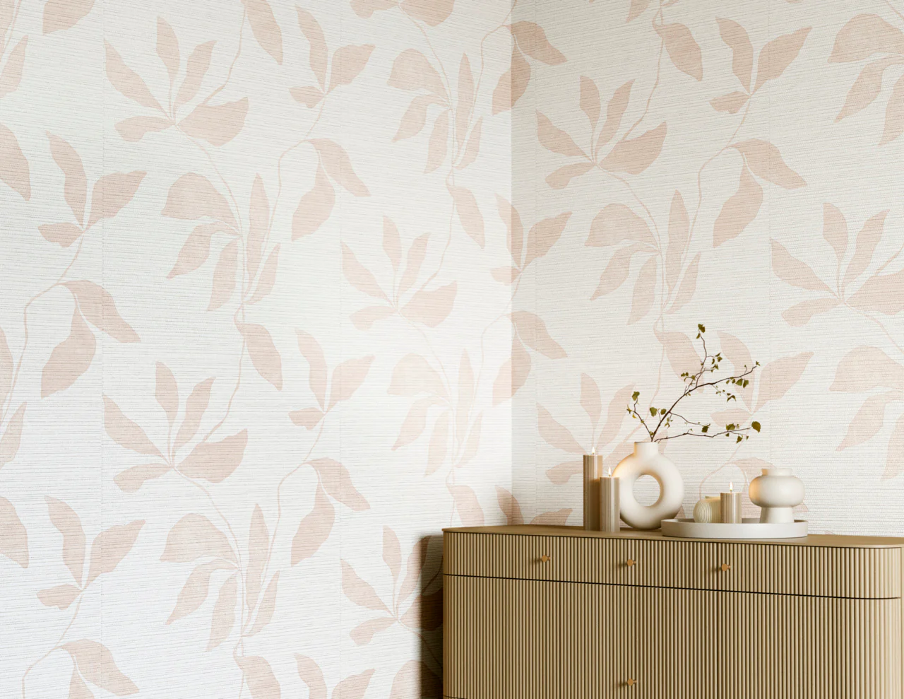 40208 | Desert Ivy, Blush Haze on Woven Walls - Phillip Jeffries Wallpaper - Image 3
