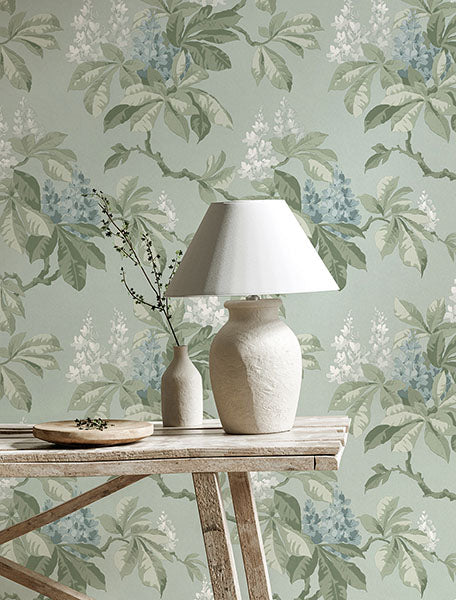 4164-M1819 | Westbury Forest, Chestnut Blue Floral - Advantage Wallpaper - Image 2