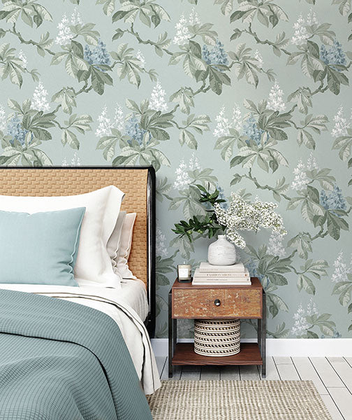 4164-M1819 | Westbury Forest, Chestnut Blue Floral - Advantage Wallpaper - Image 3