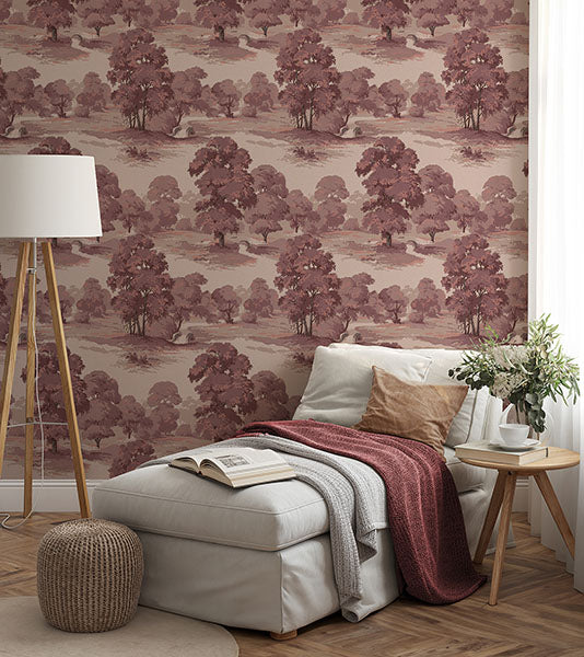 4164-M1828 | Westbury Forest, Sherwood Merlot Glade - Advantage Wallpaper - Image 3