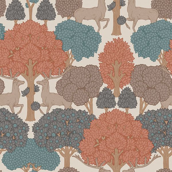 4164-M1851 | Westbury Forest, Forest of Arden Apricot Deer - Advantage Wallpaper