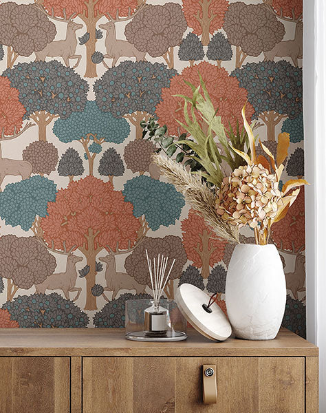 4164-M1851 | Westbury Forest, Forest of Arden Apricot Deer - Advantage Wallpaper - Image 2