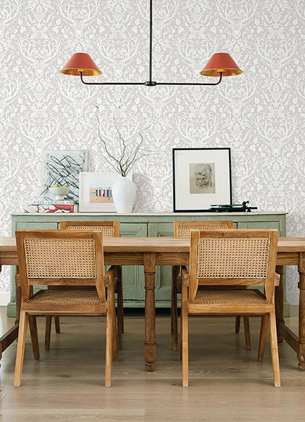 4169-12701 | Oak & Moss, Kiwassa Grey Antler Damask - Chesapeake Wallpaper - Image 2