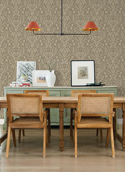 4169-12705 | Oak & Moss, Kiwassa Light Brown Antler Damask - Chesapeake Wallpaper - Image 2