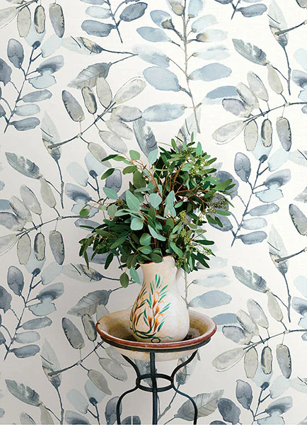 4169-13908 | Oak & Moss, Pinnate Blue Leaves - Chesapeake Wallpaper - Image 3