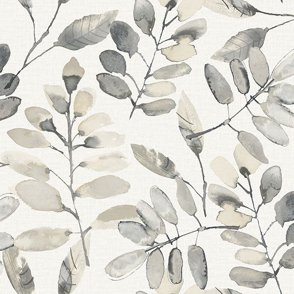 4169-13910 | Oak & Moss, Pinnate Charcoal Leaves - Chesapeake Wallpaper