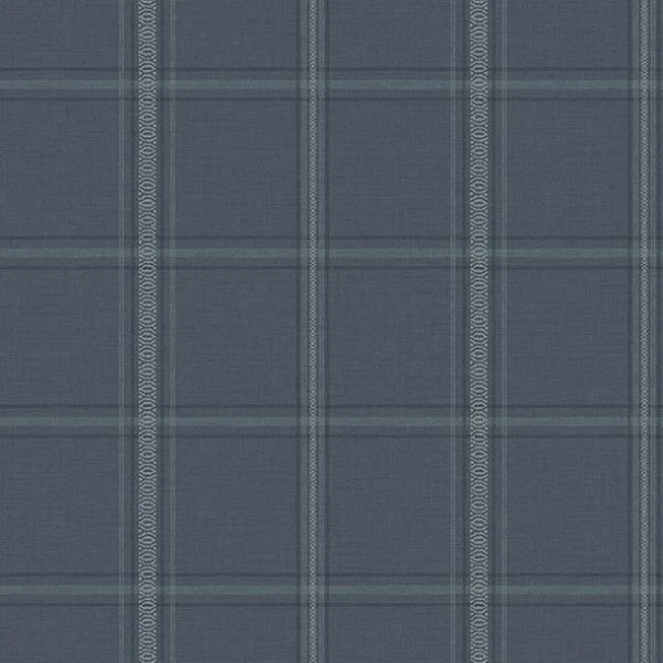 4169-27605 | Oak & Moss, Auberge Dark Blue Plaid - Chesapeake Wallpaper