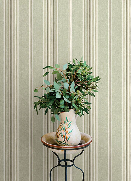 4169-83121 | Oak & Moss, Calvados Moss Linen Stripe - Chesapeake Wallpaper - Image 3