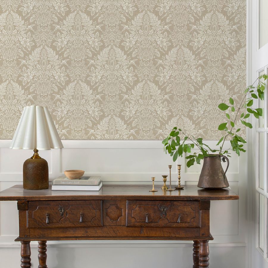 4173-27621 | Chris Loves Julia, Finch Neutral Woodland Damask - A-Street Wallpaper - Image 2