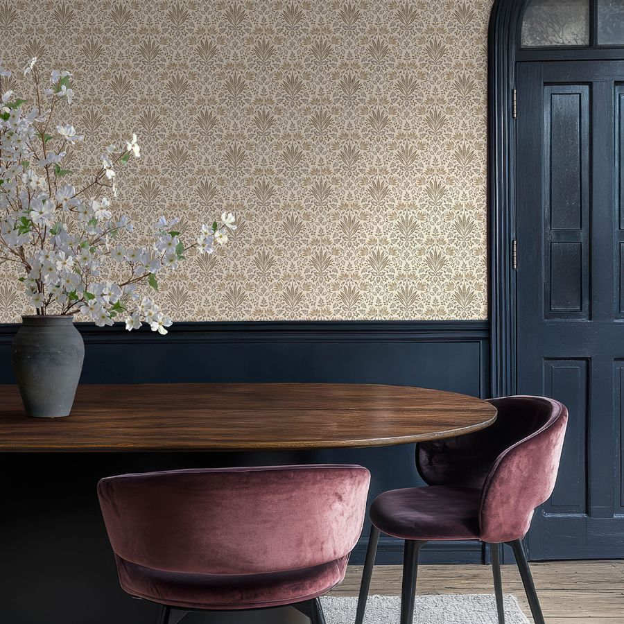4173-27633 | Chris Loves Julia, Woodbury Brown Floral Damask - A-Street Wallpaper - Image 2