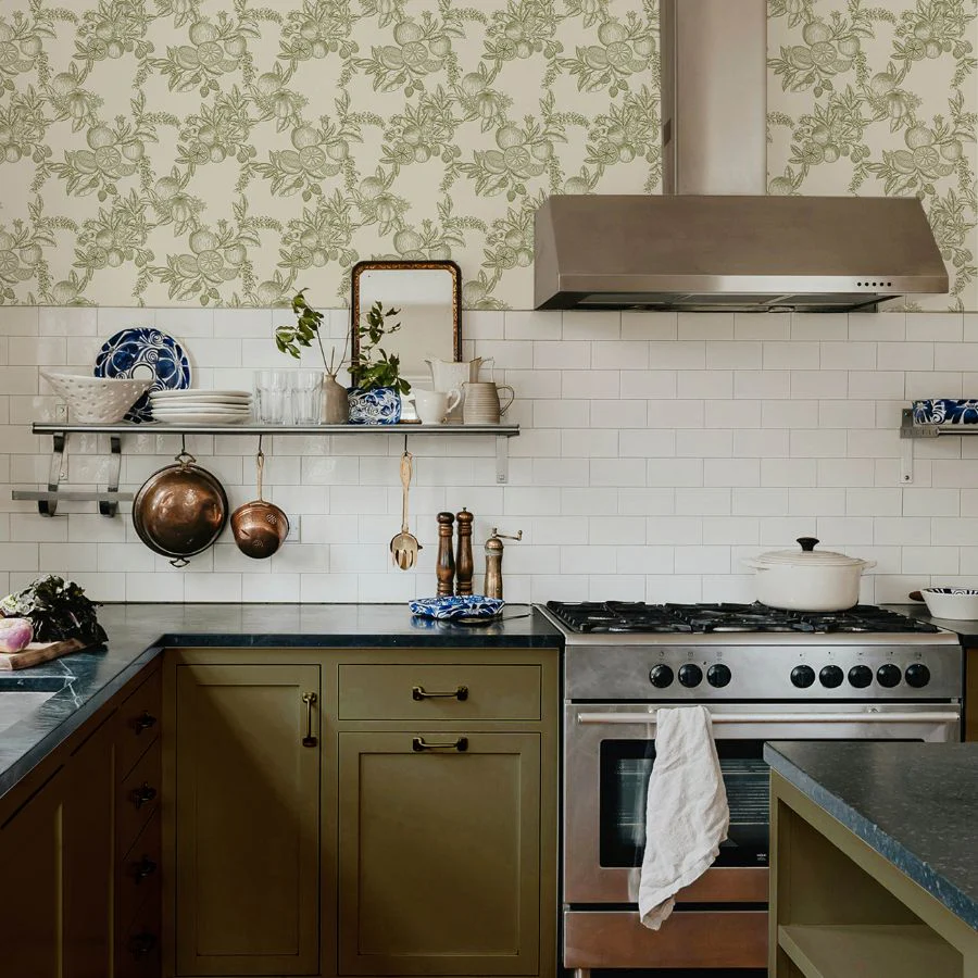 4173-27636 | Chris Loves Julia, Gerty Green Fruit Toile - A-Street Wallpaper - Image 2