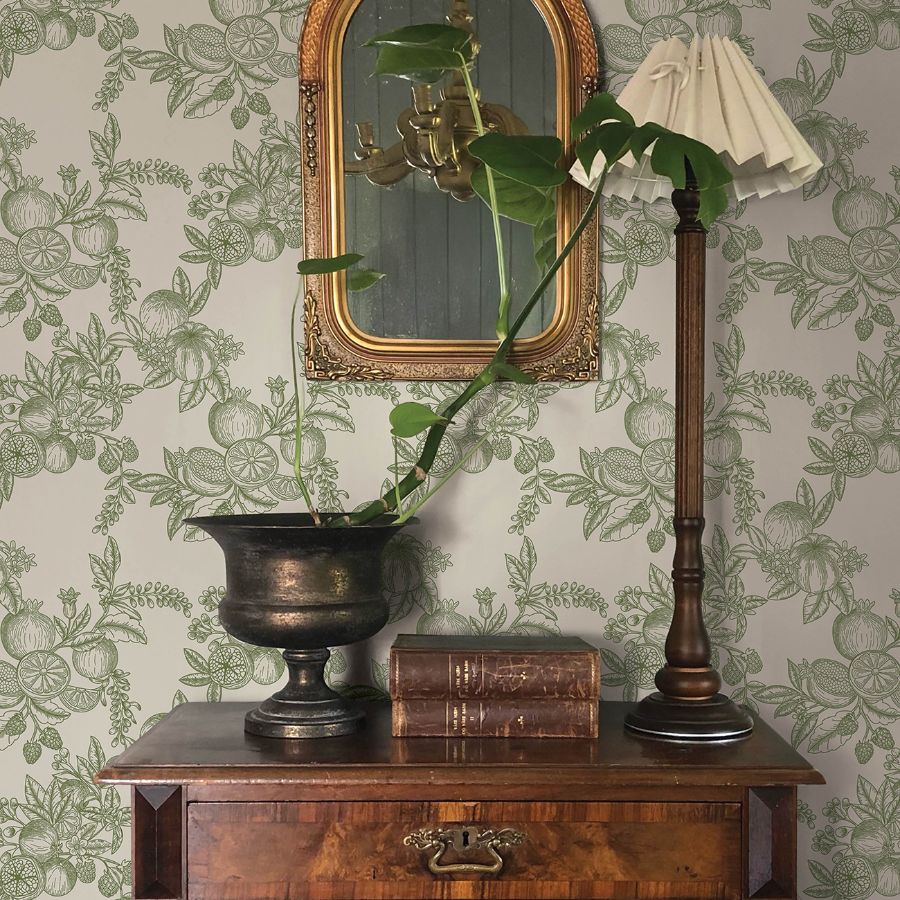 4173-27636 | Chris Loves Julia, Gerty Green Fruit Toile - A-Street Wallpaper - Image 3