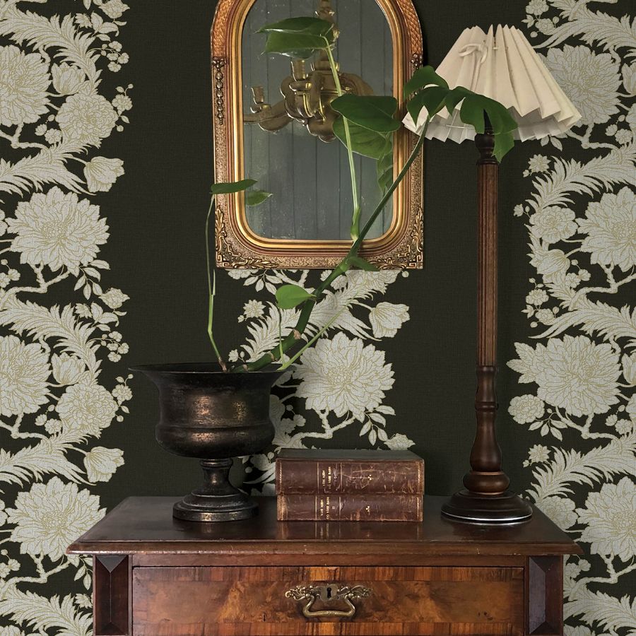 4173-27641 | Chris Loves Julia, Gisela Black Floral Columns - A-Street Wallpaper - Image 3
