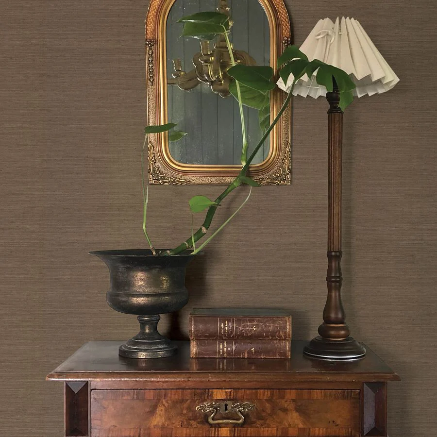 4173-82102 | Chris Loves Julia, Mycroft Chestnut Grasscloth - A-Street Wallpaper - Image 3