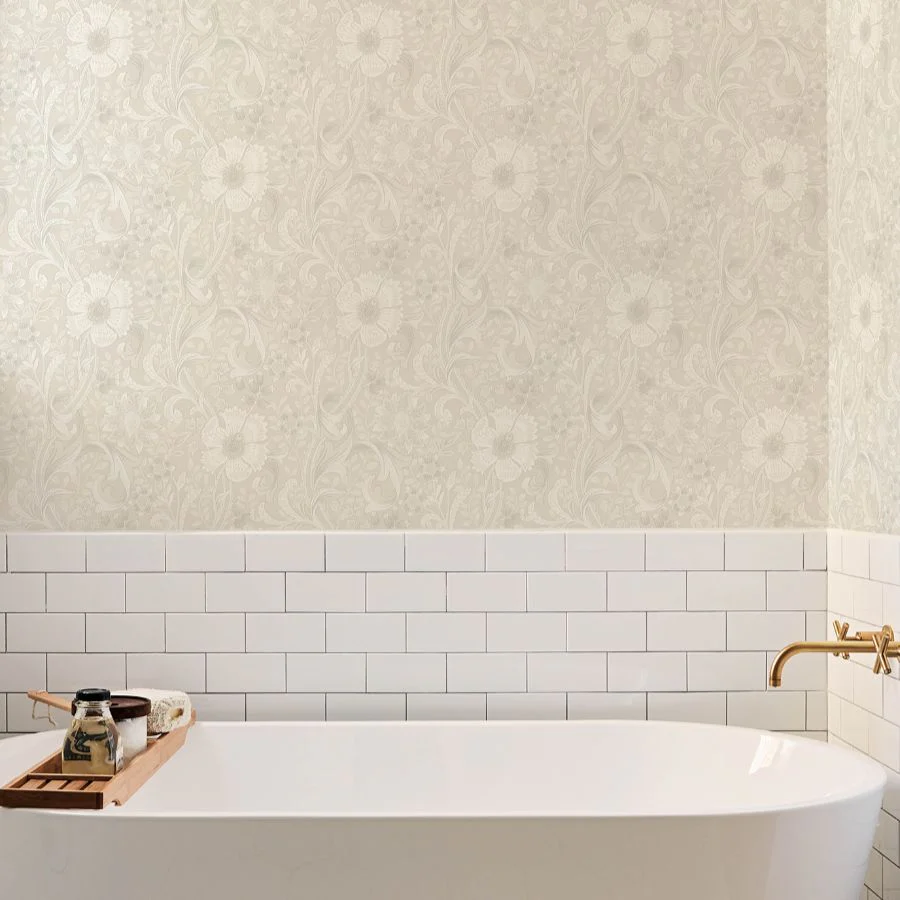 4191-83011 | Kitchen & Bath, Liora Neutral Floral Trail - Chesapeake Wallpaper - Image 3