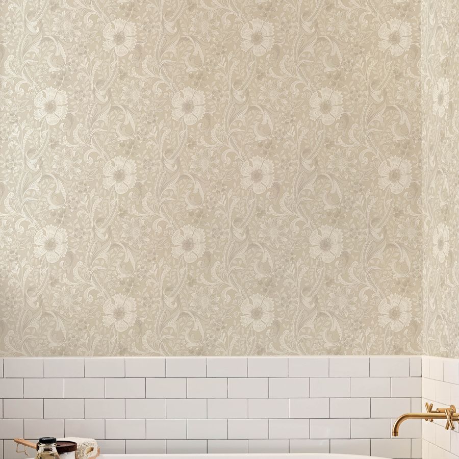 4191-83012 | Kitchen & Bath, Liora Beige Floral Trail - Chesapeake Wallpaper - Image 3