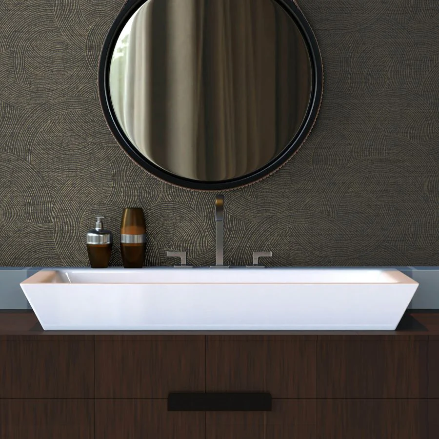 4191-83024 | Kitchen & Bath, Harrison Charcoal Swirling Geometric - Chesapeake Wallpaper - Image 3