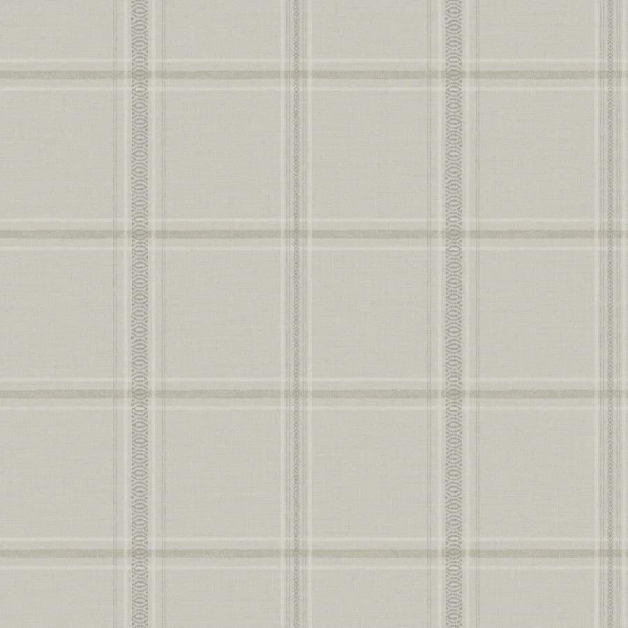 4192-27608 | Plaid & Stripe, Auberge Taupe Plaid - Chesapeake Wallpaper