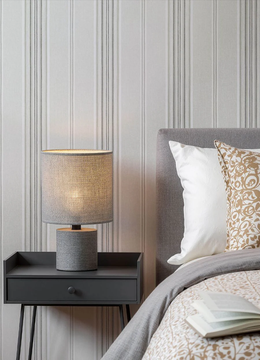 4192-83124 | Plaid & Stripe, Calvados Grey Linen Stripe - Chesapeake Wallpaper - Image 2