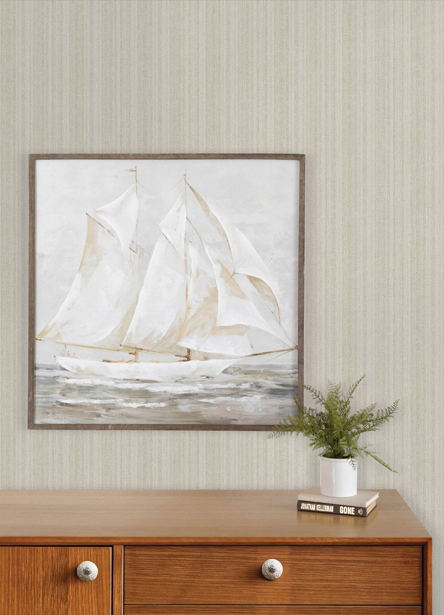 4192-83445 | Plaid & Stripe, Stokes Beige Chevron Stripe - Chesapeake Wallpaper - Image 3