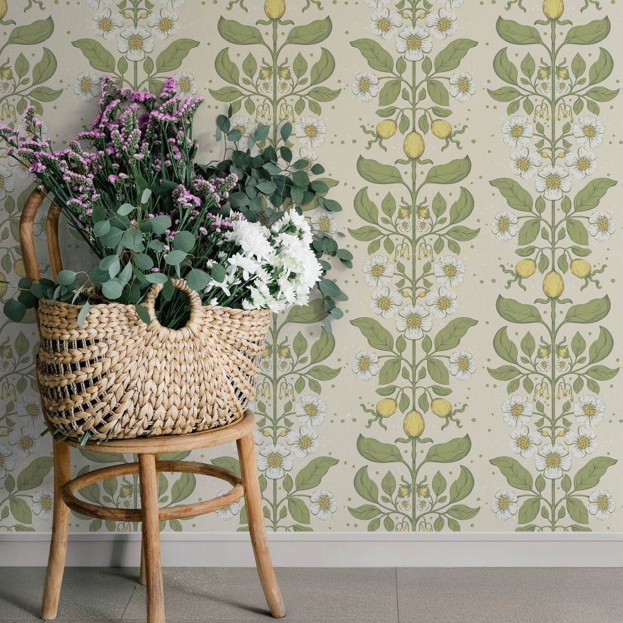 4201-48010 | Savanna, Rosa Green Floral Columns - A-Street Wallpaper - Image 3