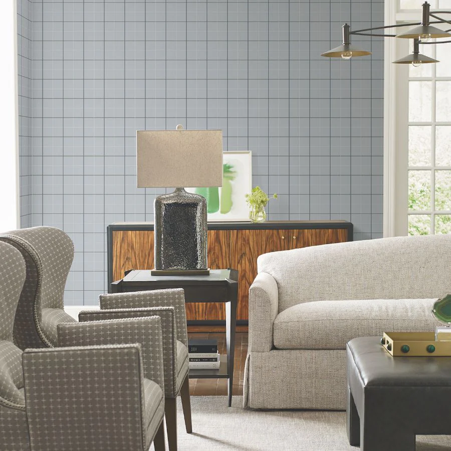 4211-83516 | Private Reserve, Tattersall Blue Plaid - Ronald Redding Wallpaper - Image 2