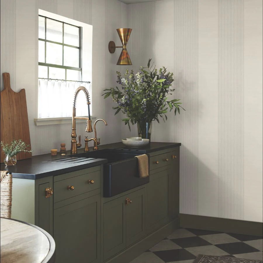 4211-83525 | Private Reserve, Archer Stripe Taupe - Ronald Redding Wallpaper - Image 2