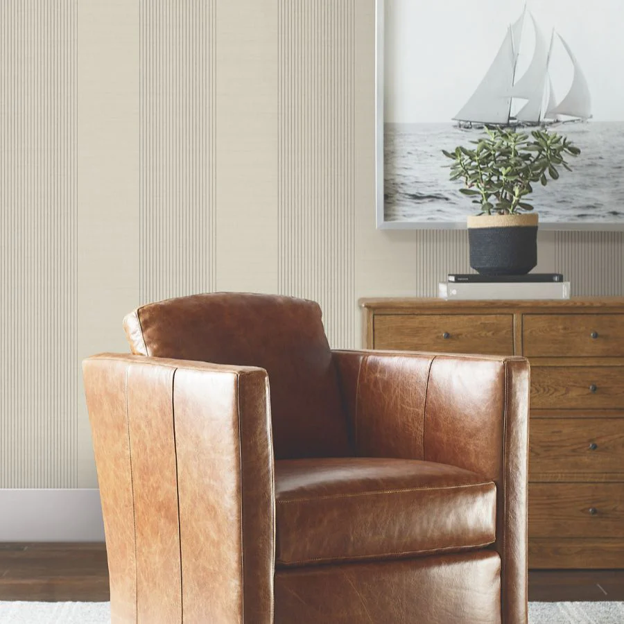 4211-83525 | Private Reserve, Archer Stripe Taupe - Ronald Redding Wallpaper - Image 3
