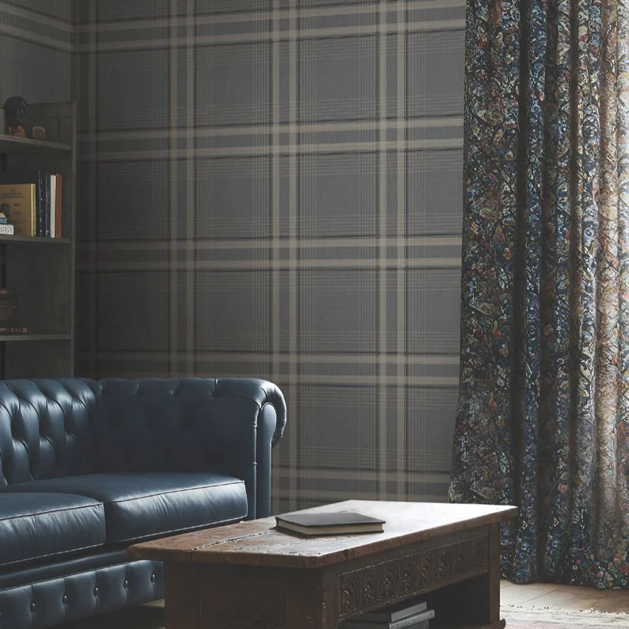 4211-83565 | Private Reserve, Country Club Plaid Charcoal - Ronald Redding Wallpaper - Image 2