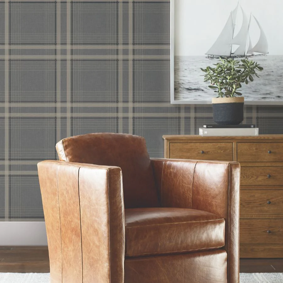4211-83565 | Private Reserve, Country Club Plaid Charcoal - Ronald Redding Wallpaper - Image 3