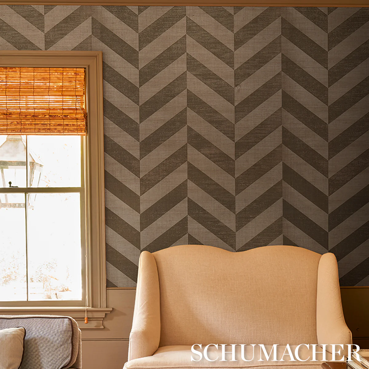 5016561 | Staggered Chevron Sisal, Brown - Schumacher Wallpaper - Image 6