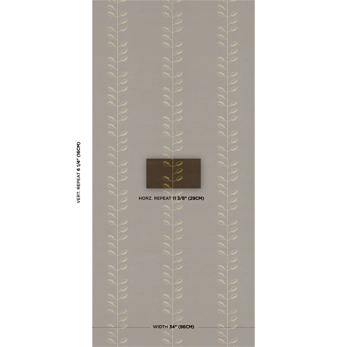 5016701 | Geo Leaf Sisal, Metallic Gold & Sepia - Schumacher Wallpaper - Image 2