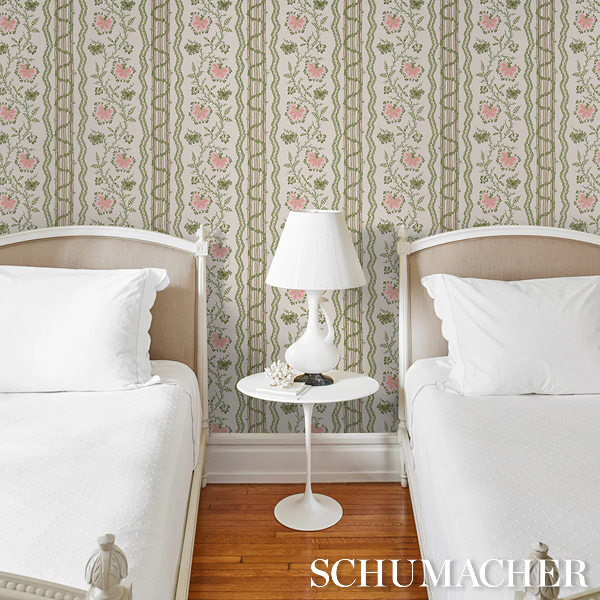5017330 | Parvati Floral Stripe, Petal - Schumacher Wallpaper - Image 4