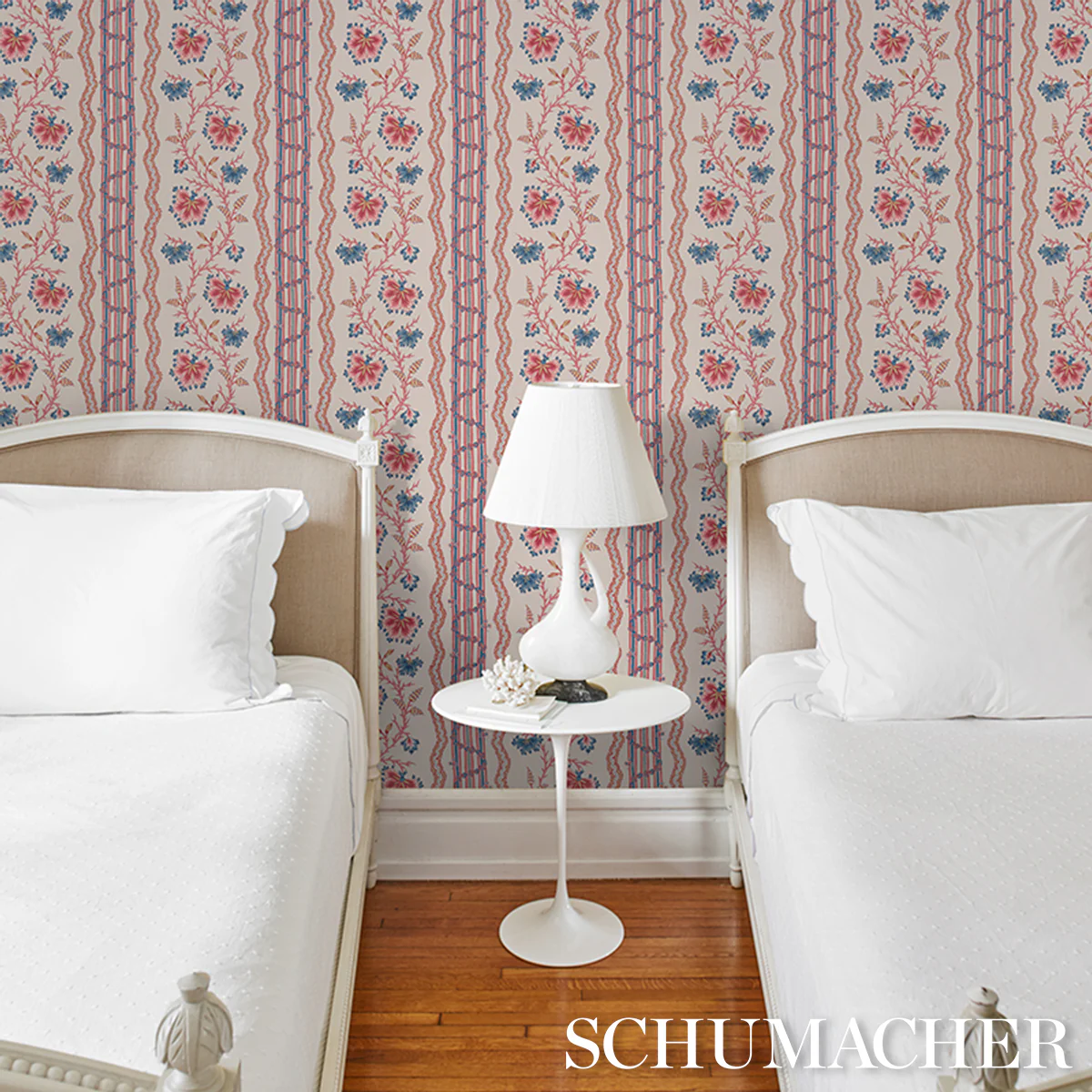 5017331 | Parvati Floral Stripe, Vermilion - Schumacher Wallpaper - Image 4