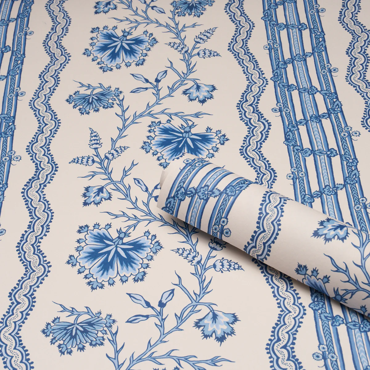 5017332 | Parvati Floral Stripe, Delft - Schumacher Wallpaper - Image 3