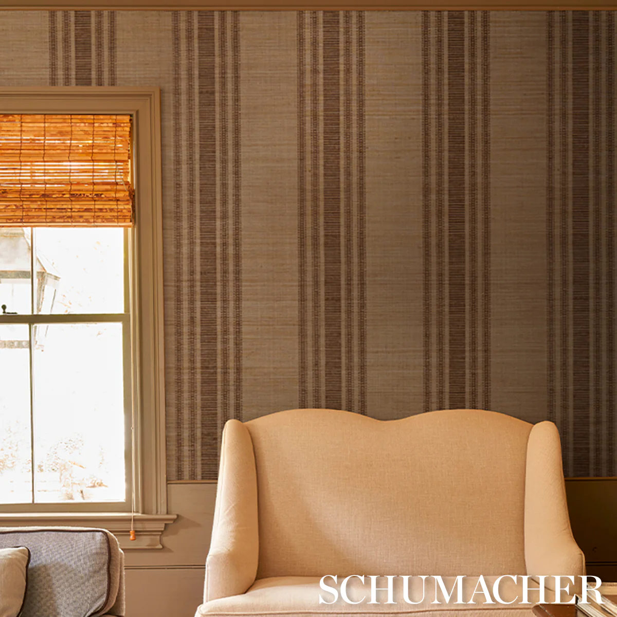 5017451 | Cassia Silk Stripe Wallcovering, Walnut - Schumacher Wallpaper - Image 5