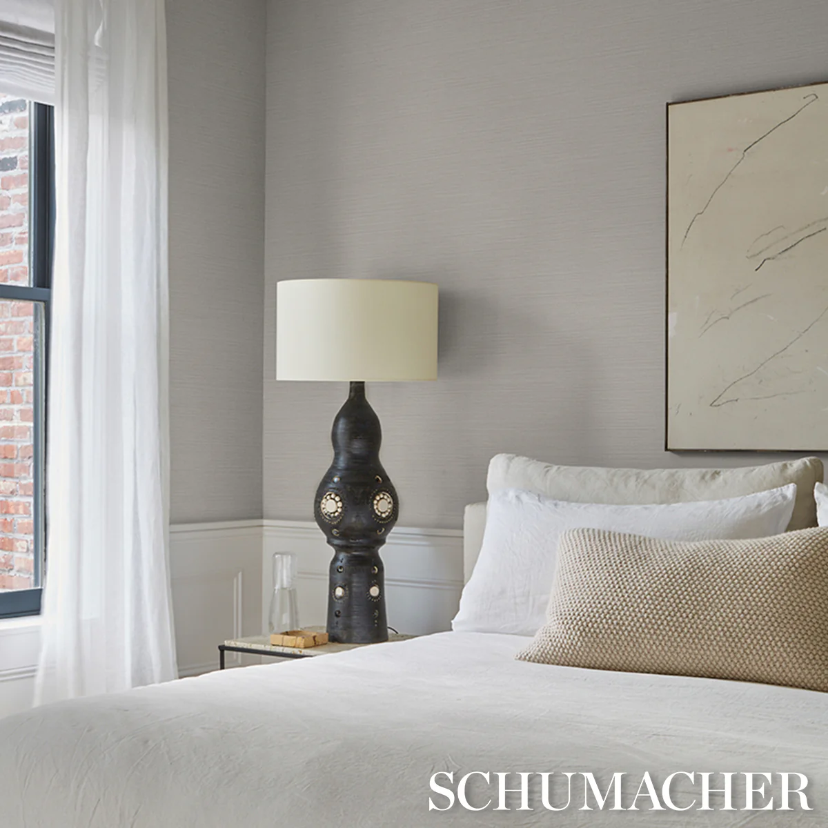 5017482 | Abaca Fine Weave Vinyl, Dove - Schumacher Wallpaper - Image 5