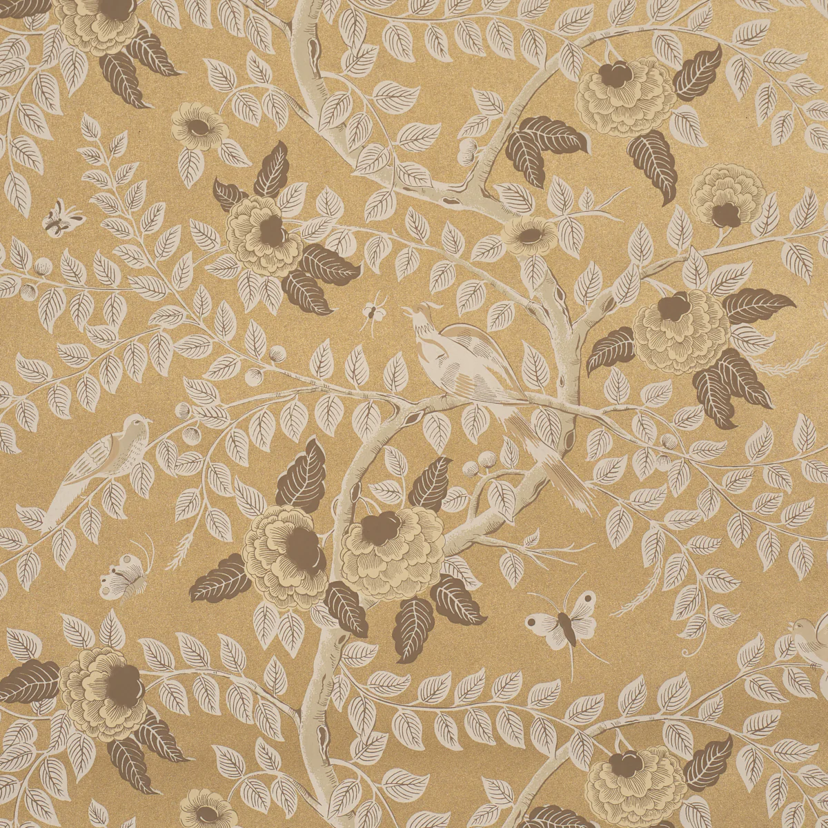 5017540 | Tole Bird, Gold - Schumacher Wallpaper