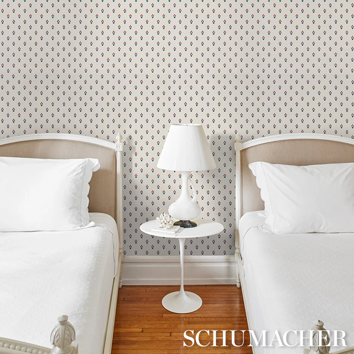 5017661 | Moira Hand Print, Blue & Red - Schumacher Wallpaper - Image 6