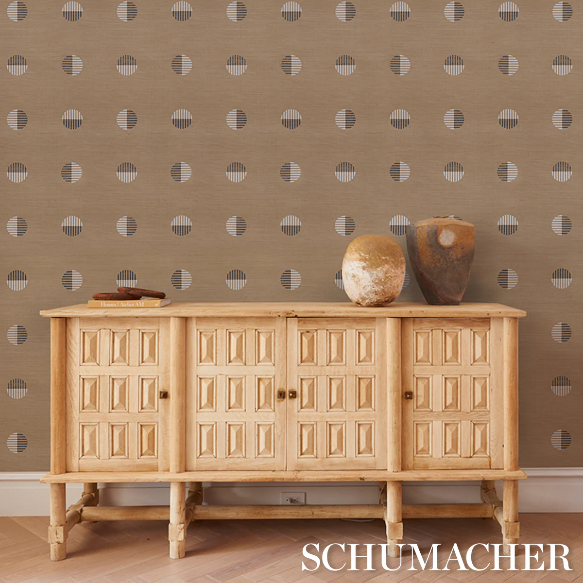 5017702 | Ando Hand Blocked Sisal, Ivory & Charcoal On Natural - Schumacher Wallpaper - Image 6