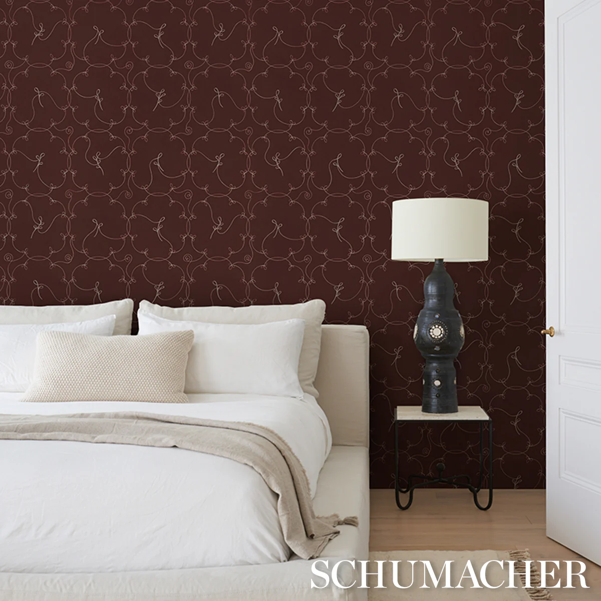 5017850 | Broderie, Bordeaux - Schumacher Wallpaper - Image 5