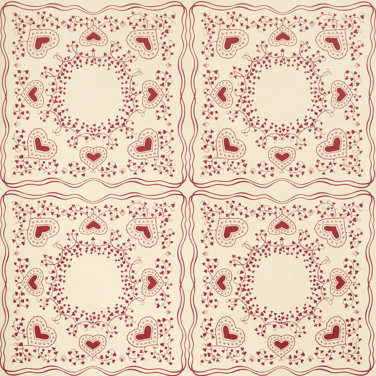 5017861 | Garden Of Hearts, Red - Schumacher Wallpaper