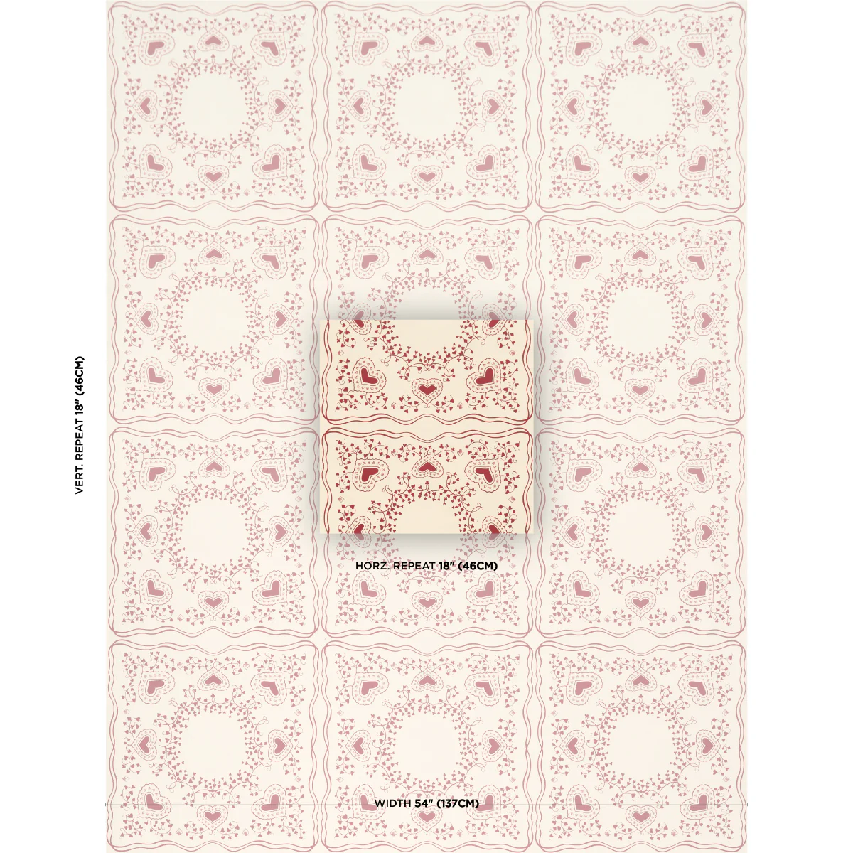 5017861 | Garden Of Hearts, Red - Schumacher Wallpaper - Image 2
